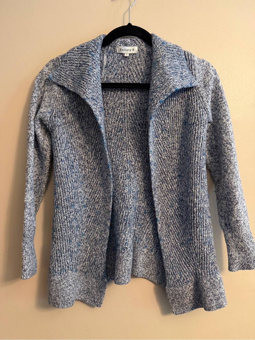 Society 8 Blue Marled Open Front Women's Sweater